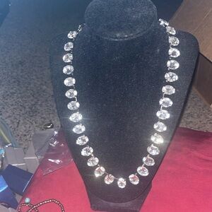 Nwt  white glass on silver over brass necklace statement
